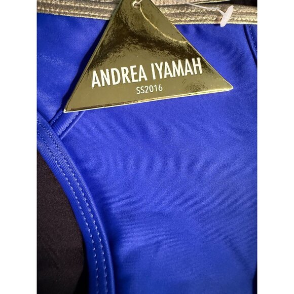NWT Andrea Iyamah Deshi Bikini Bottom‎ Blue & Gold Swimwear Size M - Picture 7 of 9